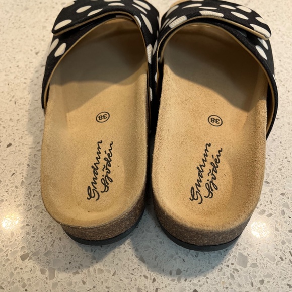 Slide Sandals Gudrun Sjoden Boho Polka Dot Size 38 Like New - Picture 7 of 11